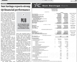 Sunstar: Sun Savings reports strong Q1 financial performance