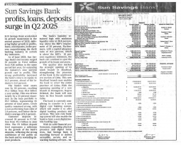 Sunstar: Sun Savings Bank profits, loans, deposits surge in Q2 2025